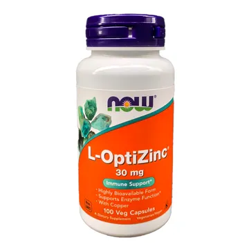 Now L-OptiZinc with Copper 30mg, 0.3mg Veg Capsule (100 Veg Capsules)