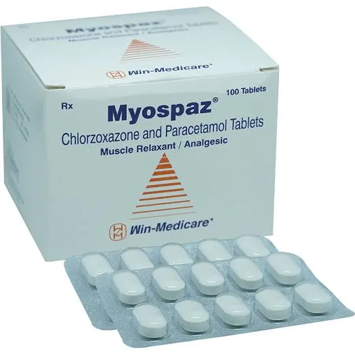 Myospaz 250mg, 500mg Tablet (100 Tablets) - Chlorzoxazone, Paracetamol